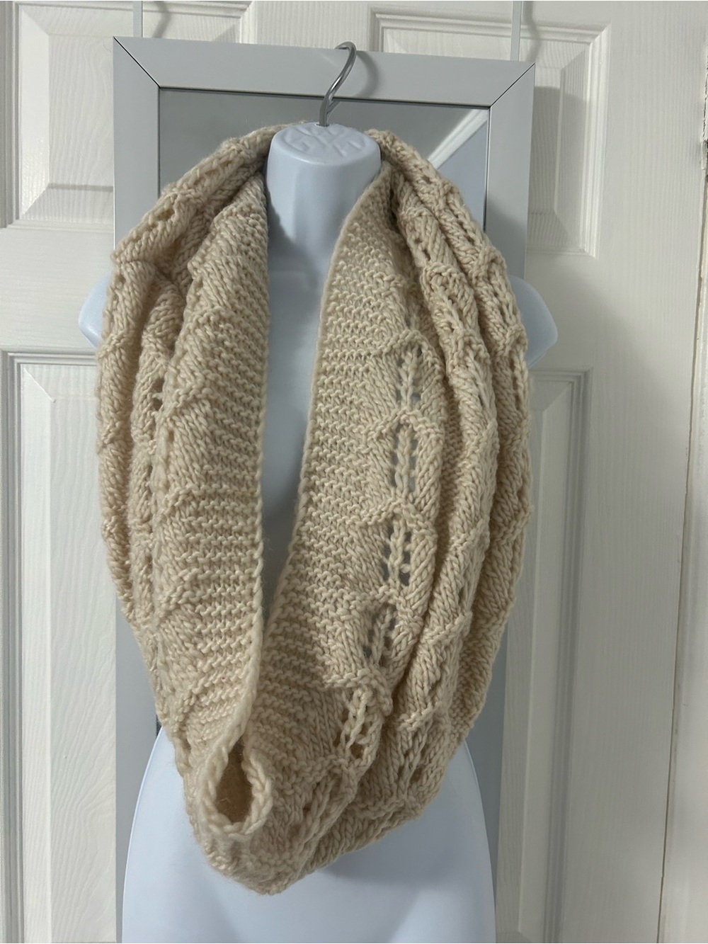 Cozy Cream Cable Knit Infinity Scarf - Women's Wrap